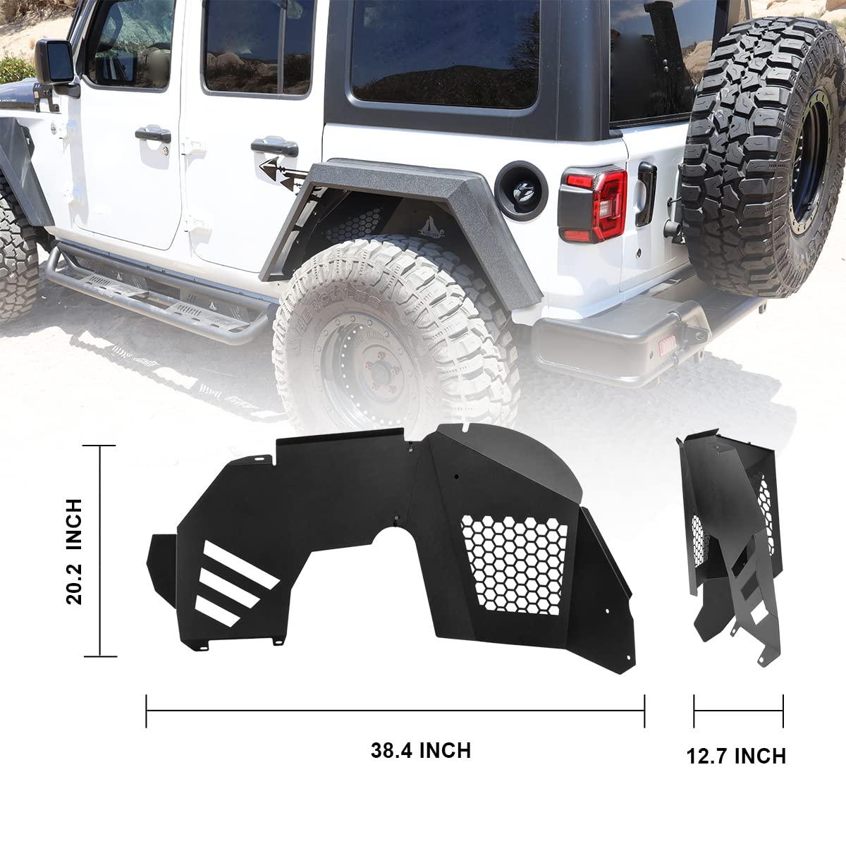 NIXON OFFROAD Front Inner Fender Liners Compatible Flares fit for 2018 2019 2020 2021 2022 2023 2024 2025 2026 Jeep Wrangler JL/JLU