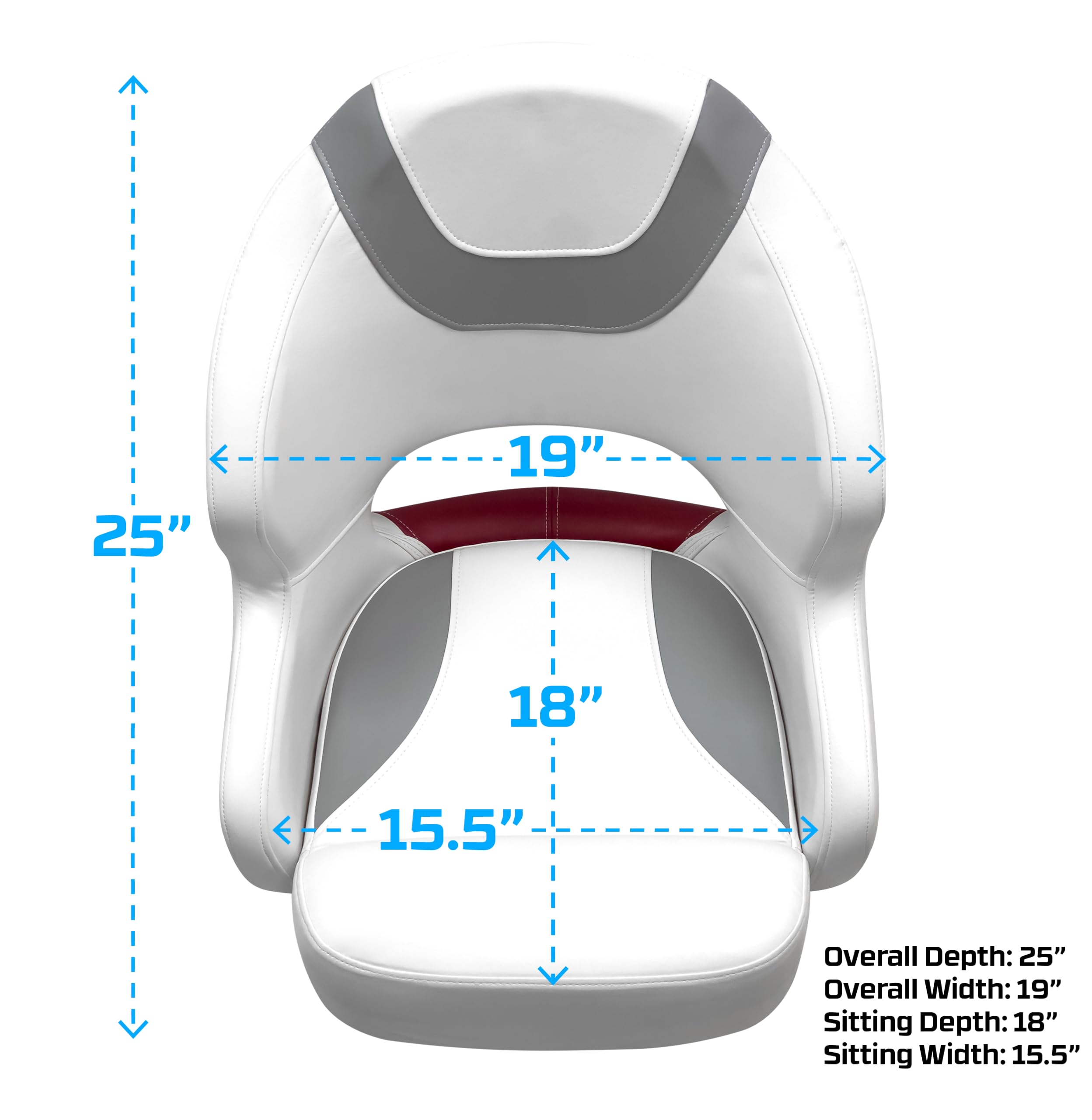Baja Series Wise 3314-1774 Bucket Seat, Brite White/Grey/Dark Red