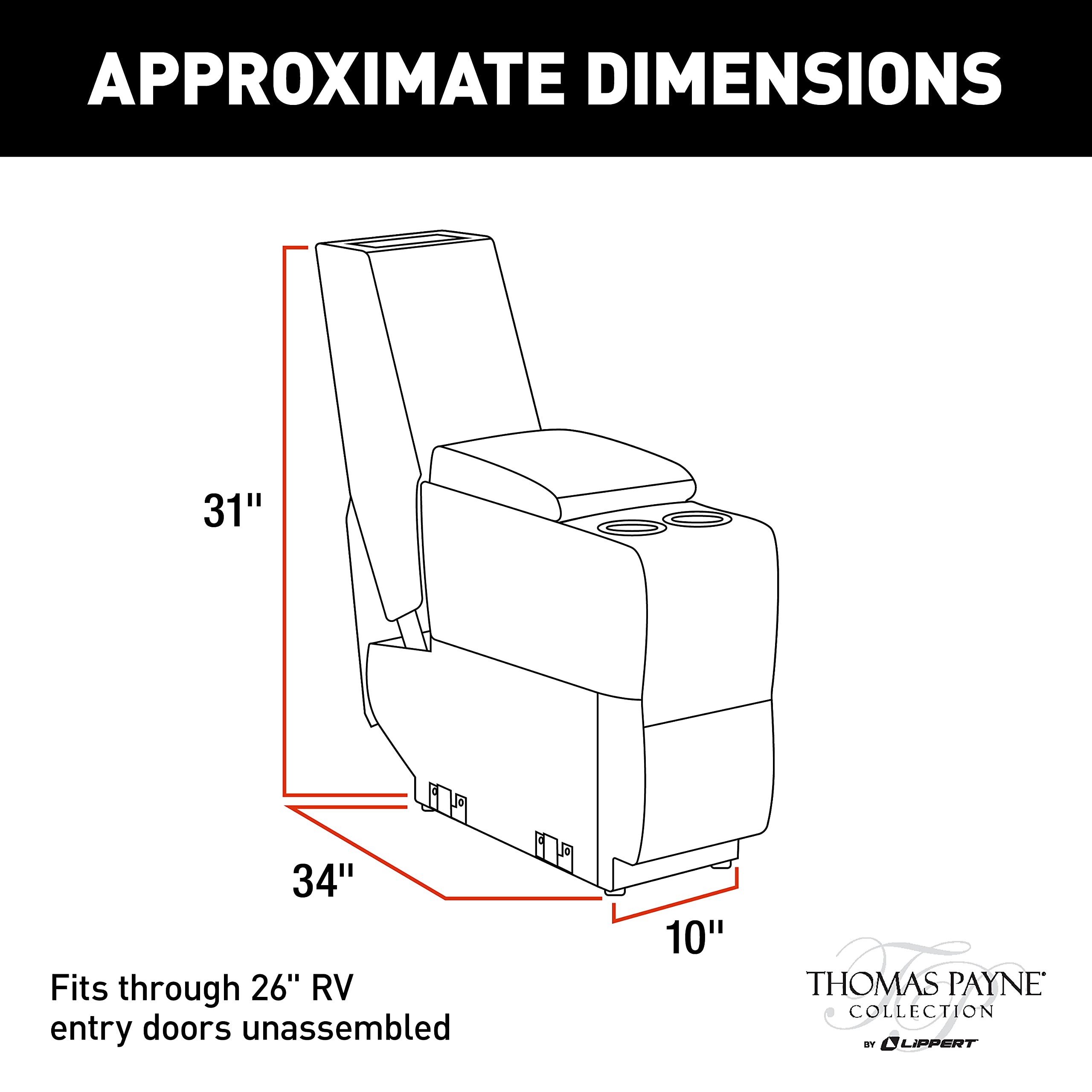 Thomas Payne Center Console Heritage Series Theater Seating Collection for 5th Wheel RVs, Travel Trailers and Motorhomes, Altoona