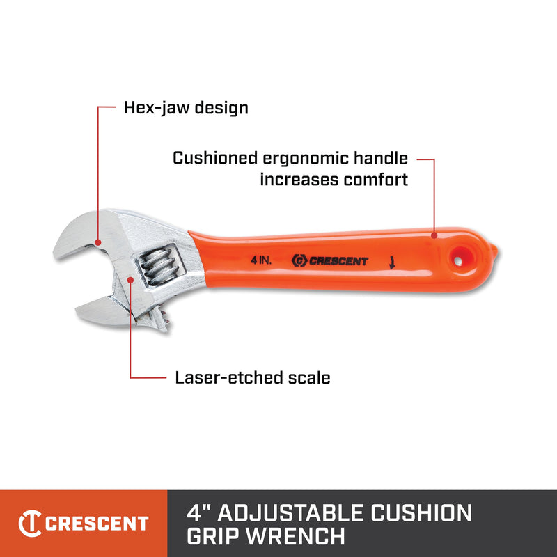 4" Crescent Adjustable Cushion Grip Wrench - Carded - AC24CVS