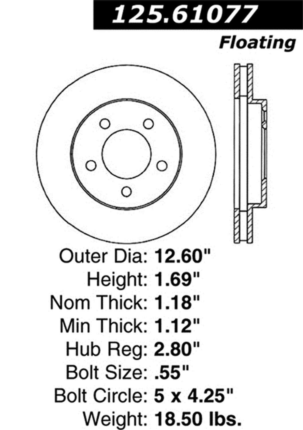 Centric Premium High Carbon Brake Rotor StopTech 125.61077