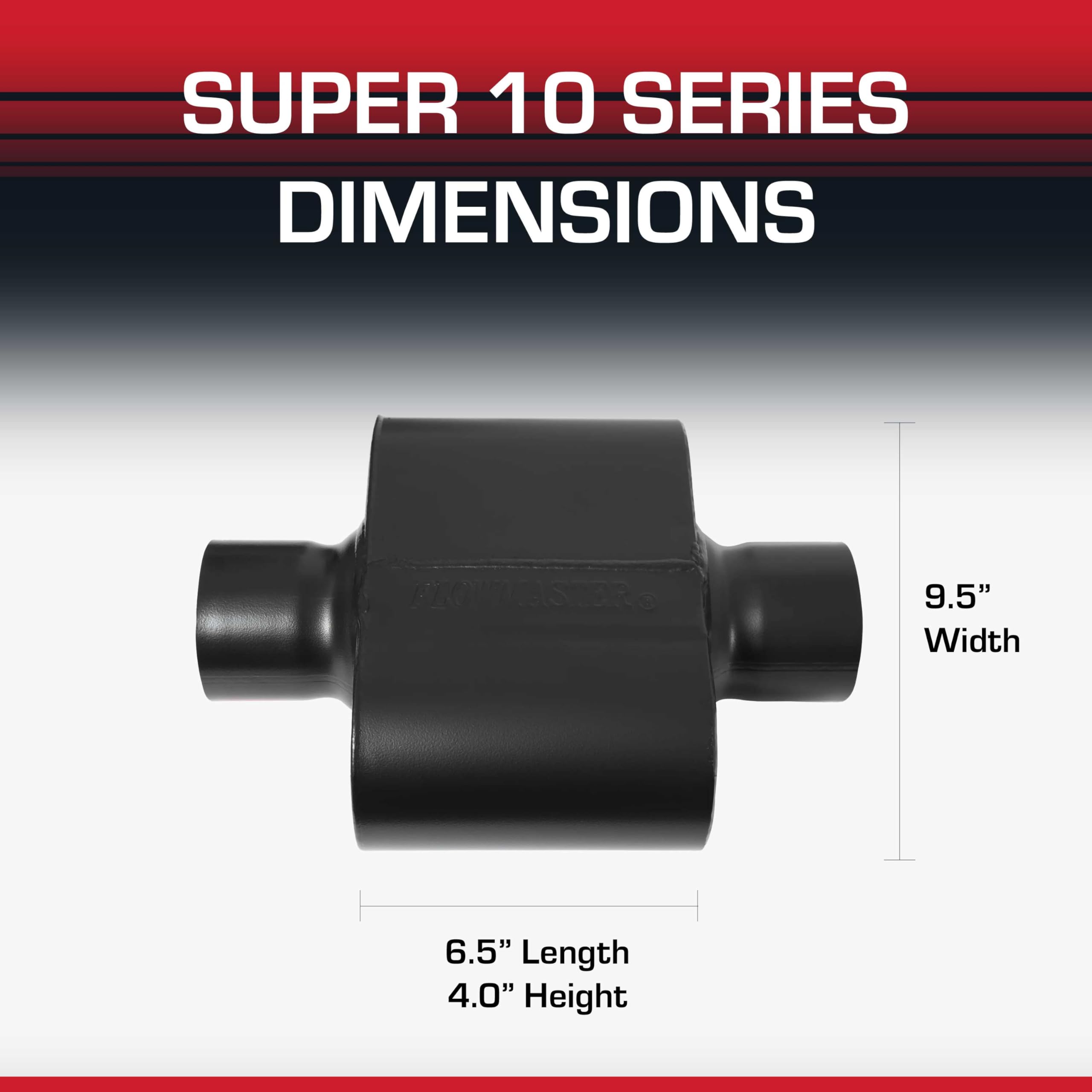 Flowmaster Super 10 Muffler Series – 3.00” Center In / 3.00” Center Out – Race-Inspired Sound – 409 Stainless Steel – Ideal for Muscle Cars, LS Swaps, Drag Cars & Off-Road Build (843015)