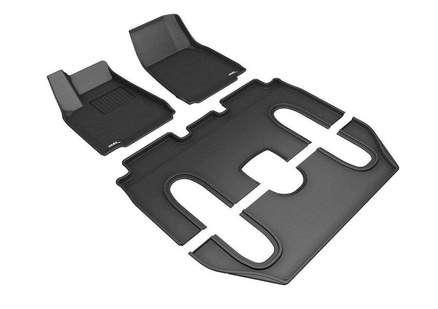 3D MAXpider Kagu Custom Fit Floor Mat (Black) Compatible with Tesla Model X 6-Seat w/Center Console 2016-2019 - Full Set