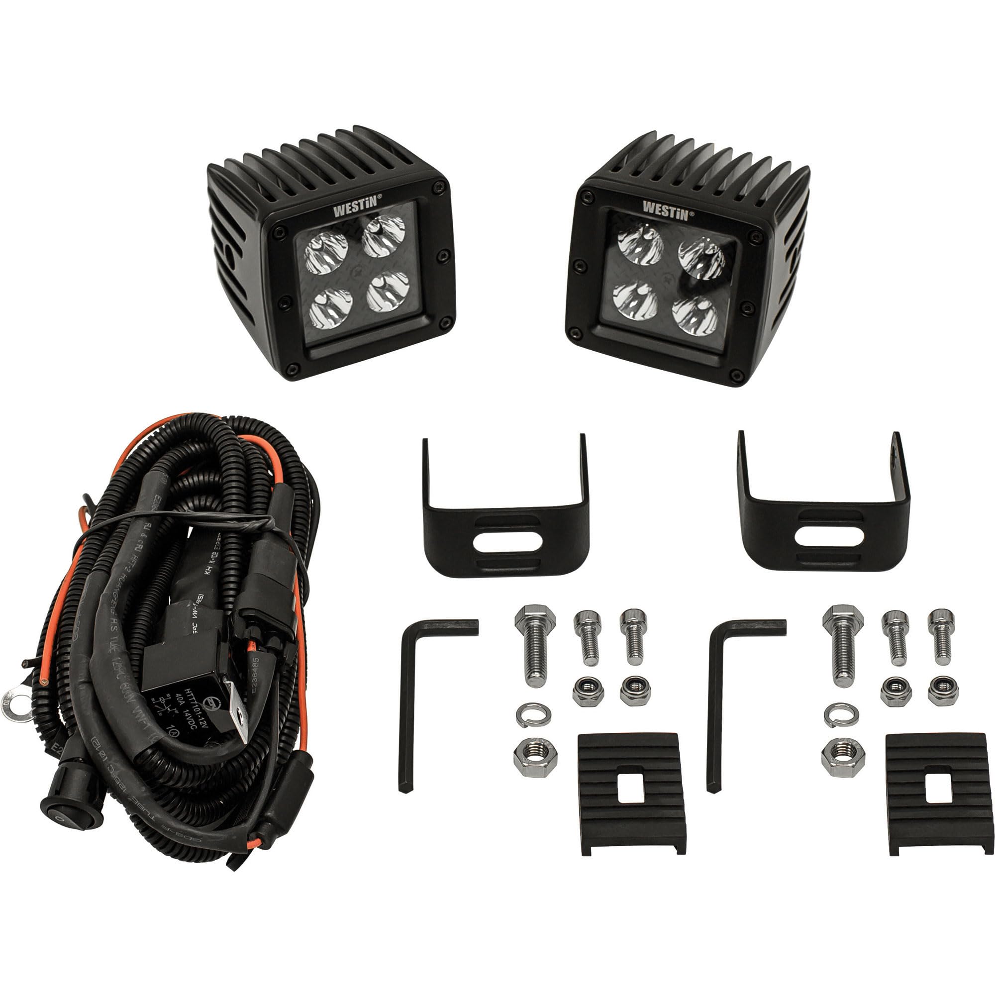 HyperQ B-Force LED Auxiliary Lights Westin 09-12205A-PR Spot Beam 3.2x3 in. 5W (Set of 2)