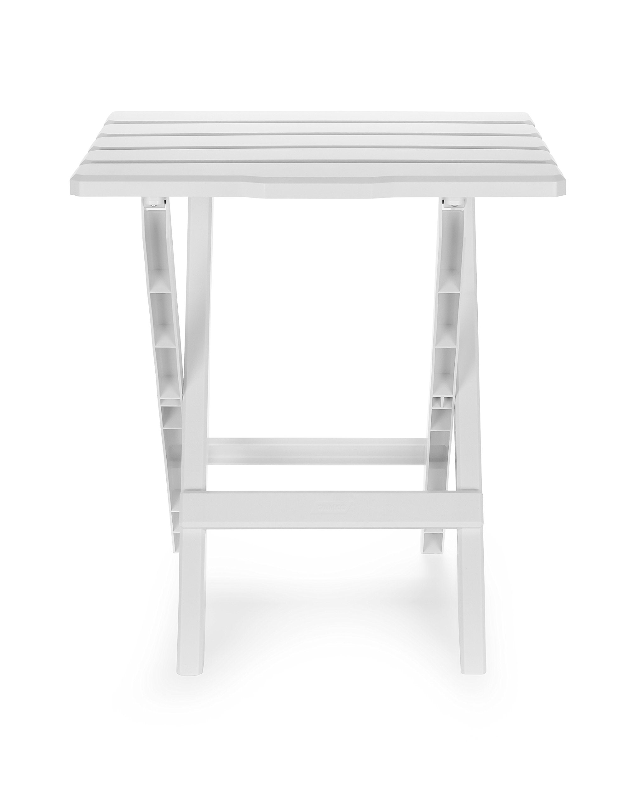 Large Camco 51695 White Adirondack Portable Outdoor Folding Side Table, Perfect for The Beach, Camping, Cookouts and More, Weatherproof and Rust Resistant