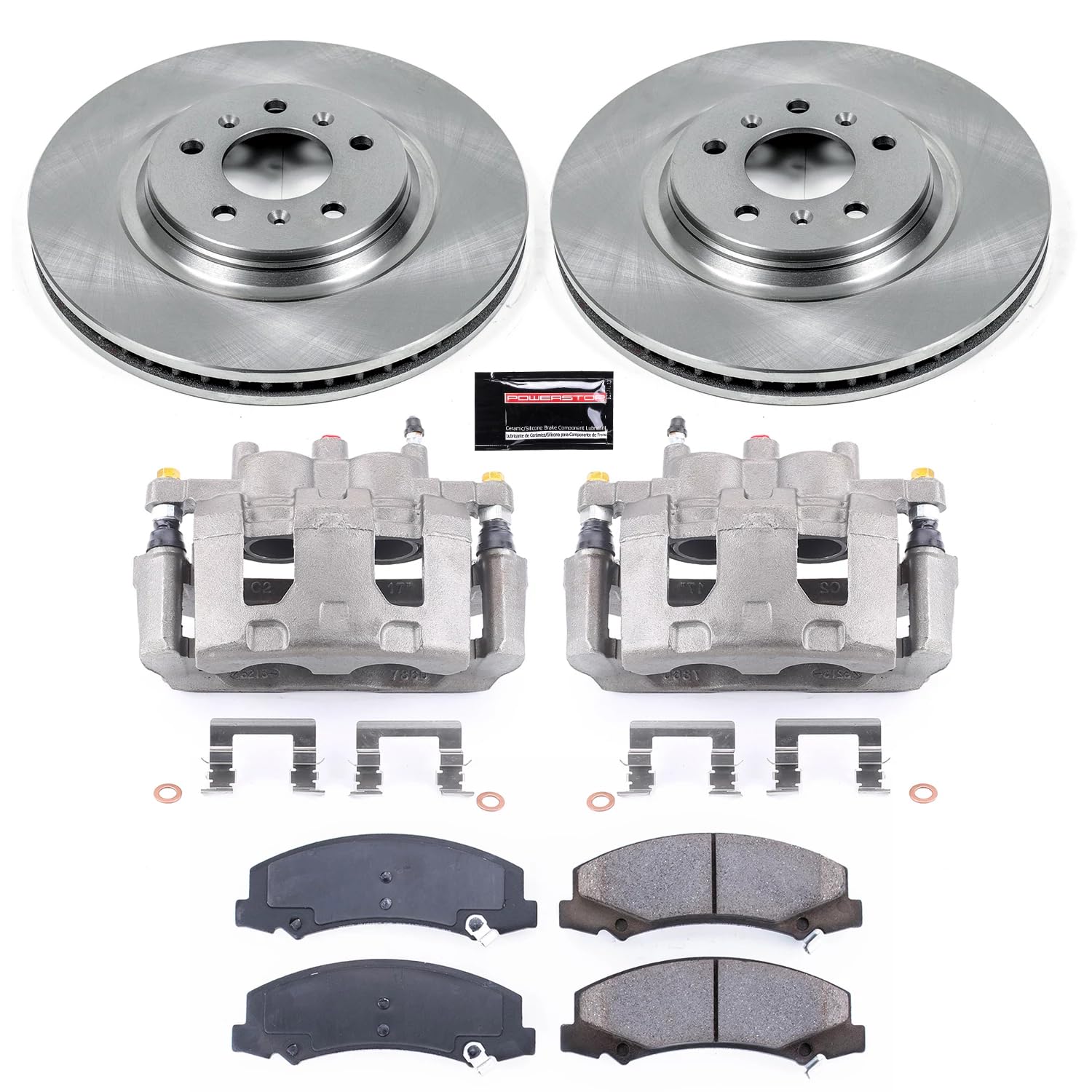 Power Stop KCOE4654 Replacement Autospeciality Front Caliper Kit- OE Rotors, Ceramic Brake Pads, Calipers For Allure, LaCrosse, Lucerne, Cadillac DTS, Impala, Impala Limited [Model Specific]