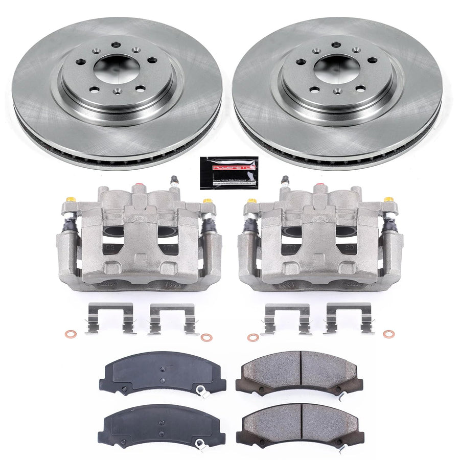 Power Stop KCOE4654 Replacement Autospeciality Front Caliper Kit- OE Rotors, Ceramic Brake Pads, Calipers For Allure, LaCrosse, Lucerne, Cadillac DTS, Impala, Impala Limited [Model Specific]