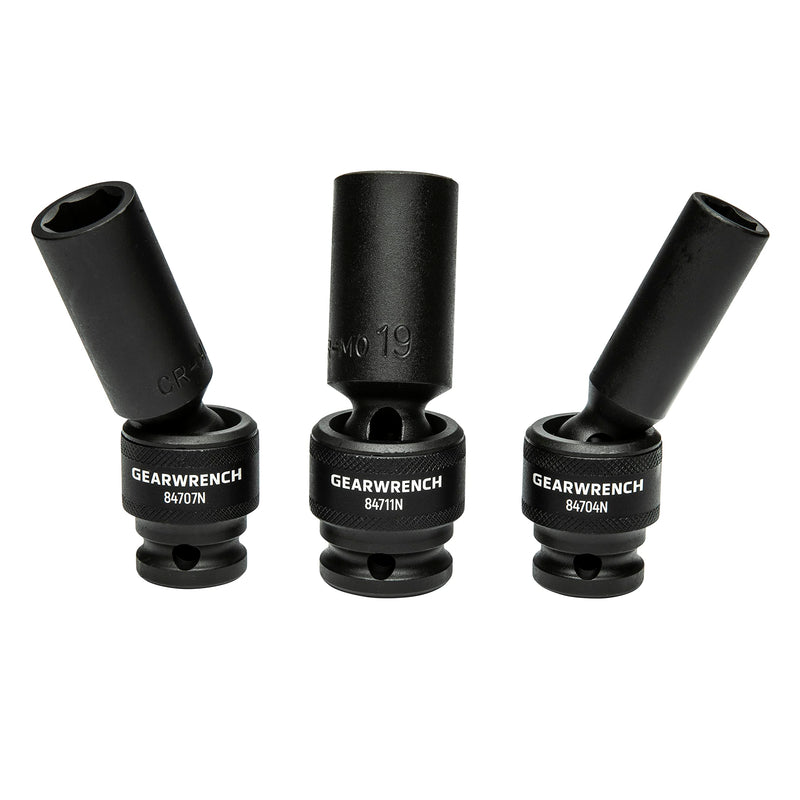 10 Pc. GEARWRENCH 1/2" Drive 6 Pt. Deep Universal Impact Socket Set, Metric - 84945N