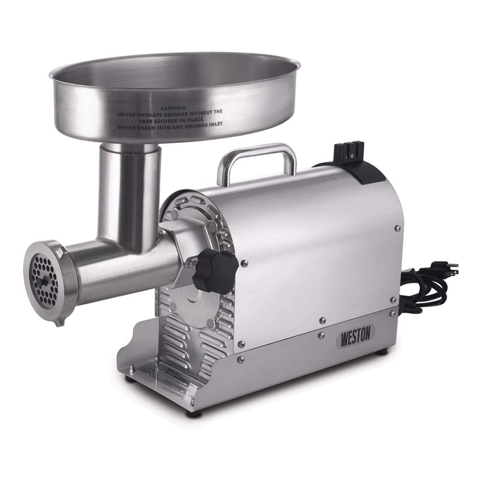Weston Electric Pro Series Meat Grinder, Commercial Grade, 750 Watts, 1 HP, 9lbs. Per Minute, Stainless Steel (10-1201-W)