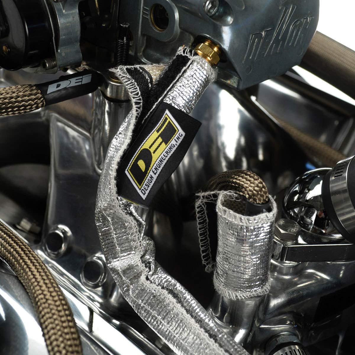 Design Engineering Heat Shroud 1/2" - 3/4" I.D. x 3ft Aluminized Sleeving for Ultimate Hi-Temp Protection (with Closure Hook and Loop)
