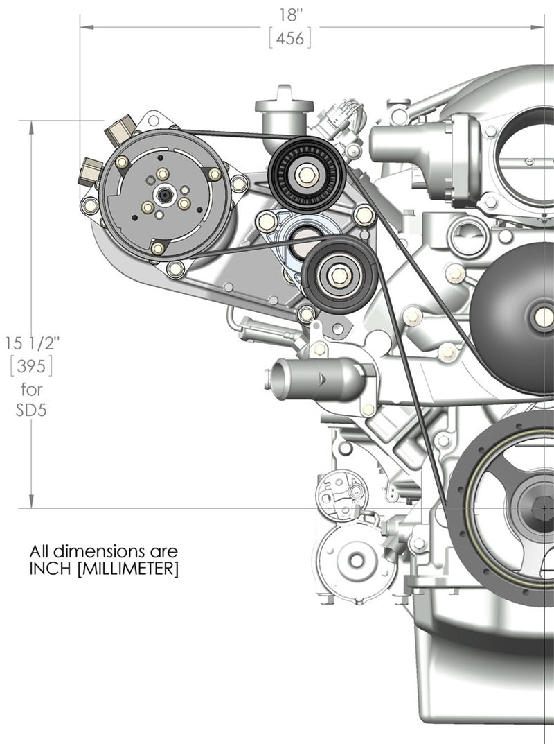 LS A/C Accessory Drive Kit Holley 20-141 - Includes SD508 A/C Compressor, Tensioner, & Pulleys