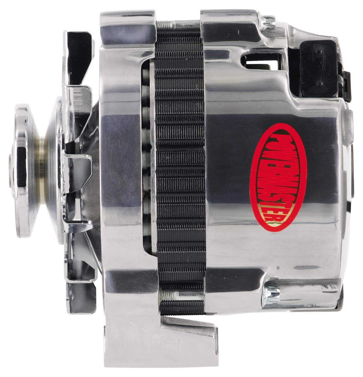 Alt GM CS130 Powermaster Polish 105A 1V Pulley Offset Left MTG Side BAT Post 1-Wire or OE Hookup