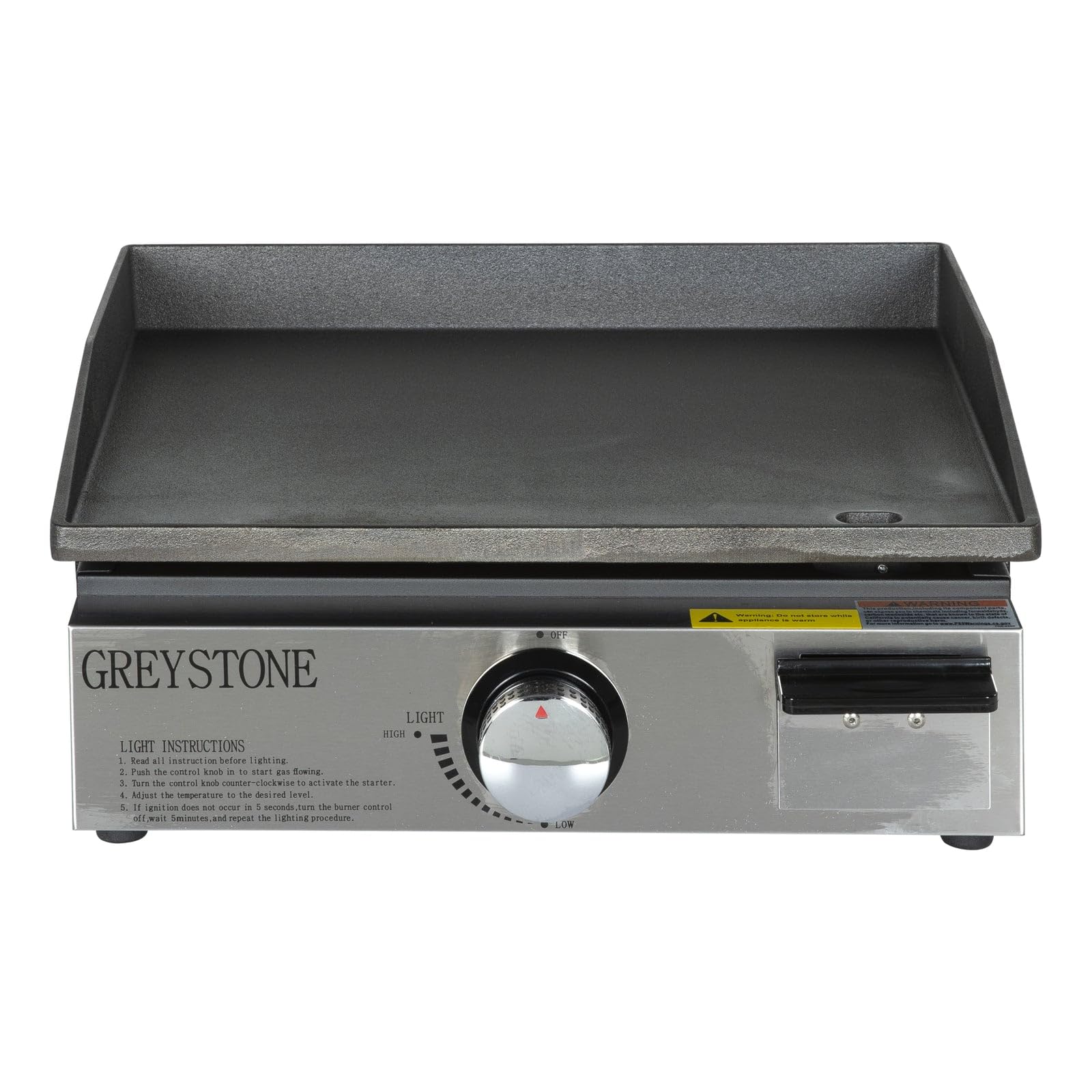Greystone 17" Griddle with Cast Iron Cooking Plate, SS Panel, 15,000 BTU