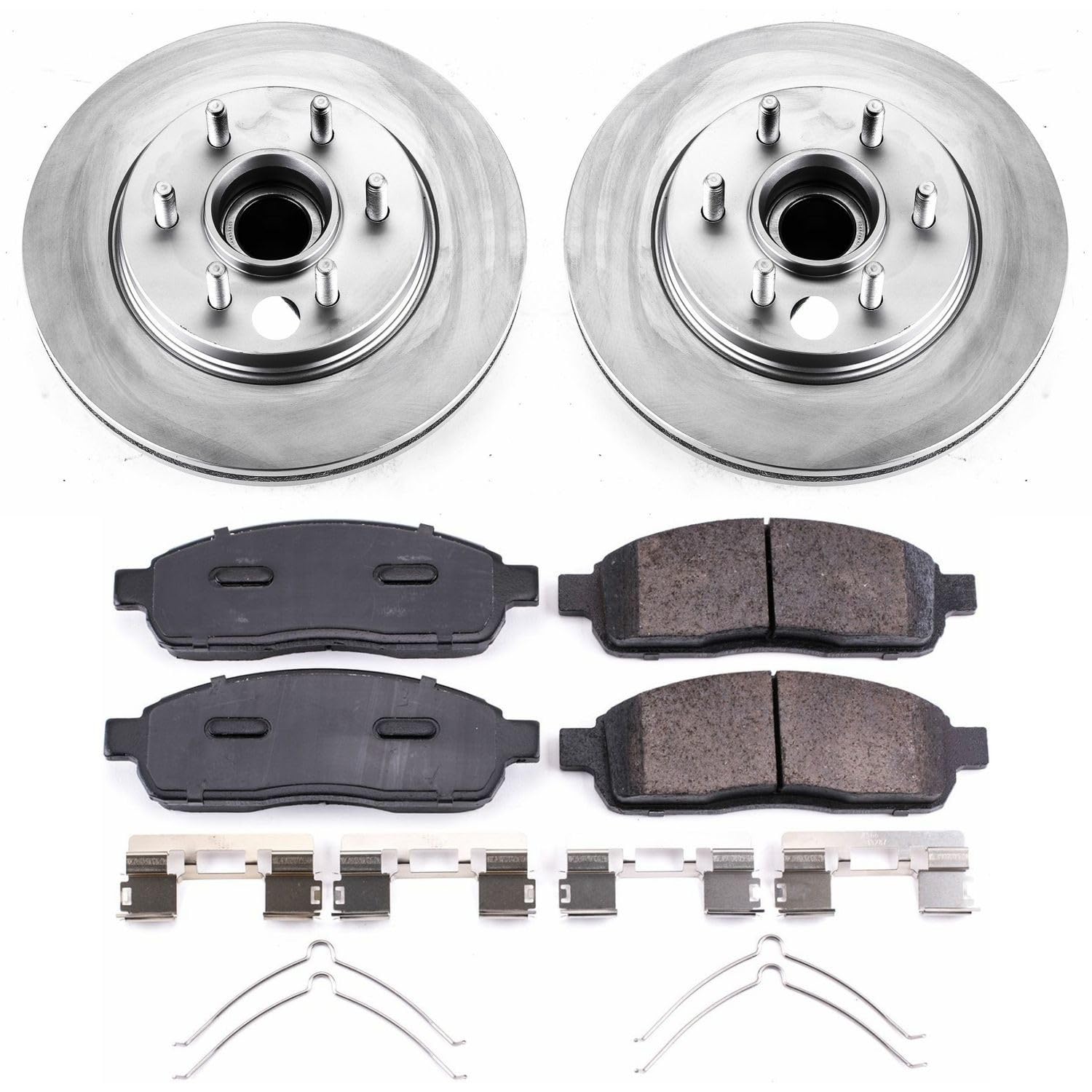 Power Stop Coated Brake Rotor & CRK1939 Ceramic Brake Pads- front For Ford F-150 2004-2008, Lincoln Mark LT 2006-2008 [Model Specific]