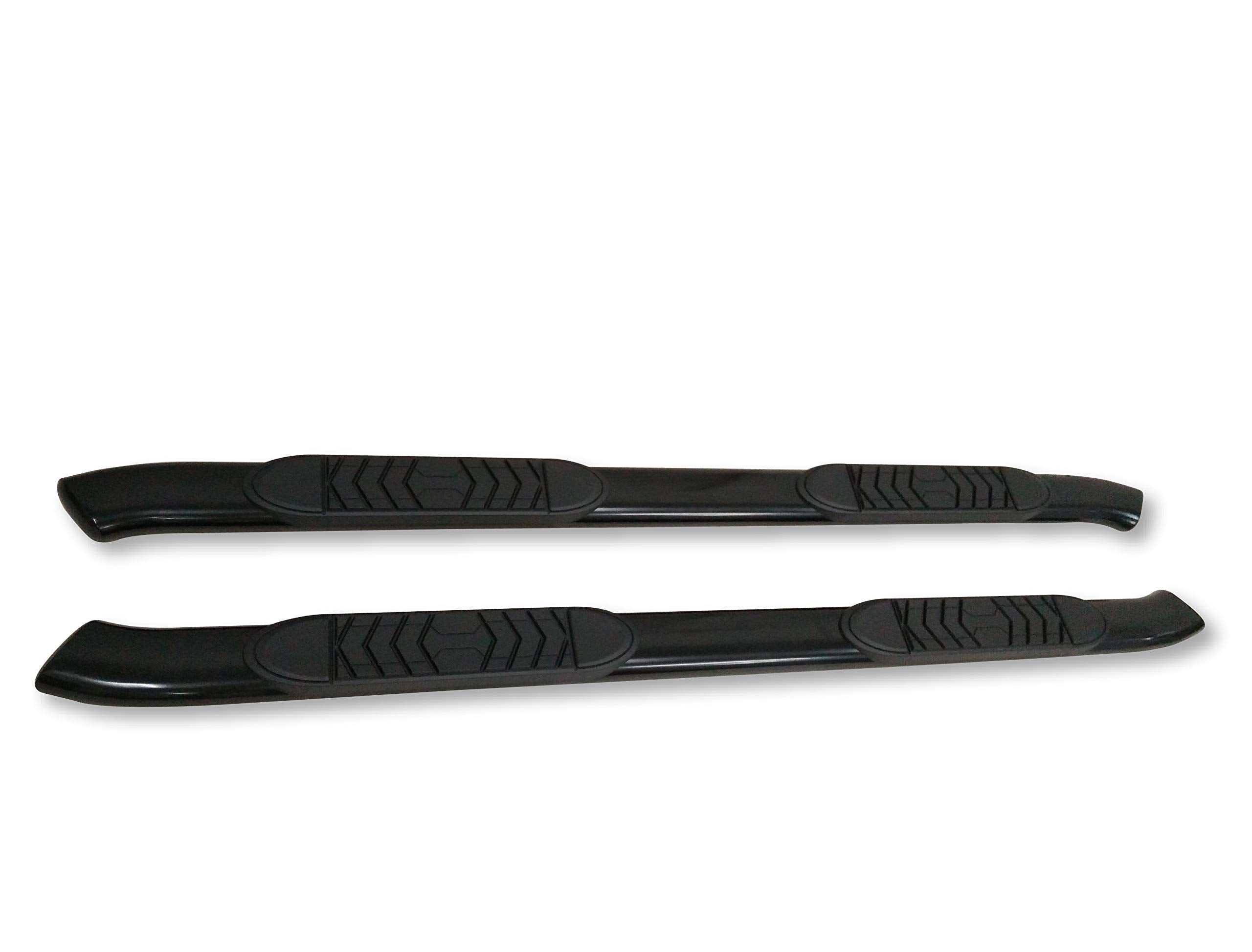 Nerf Bar TrailFX A7063B Fits Chevy Silverado 1500 Crew Cab 2007-2018 Oval 5 Inch Black Powder-Coated Steel Side Step Running Boards 300lb Capacity No-Drill Installation