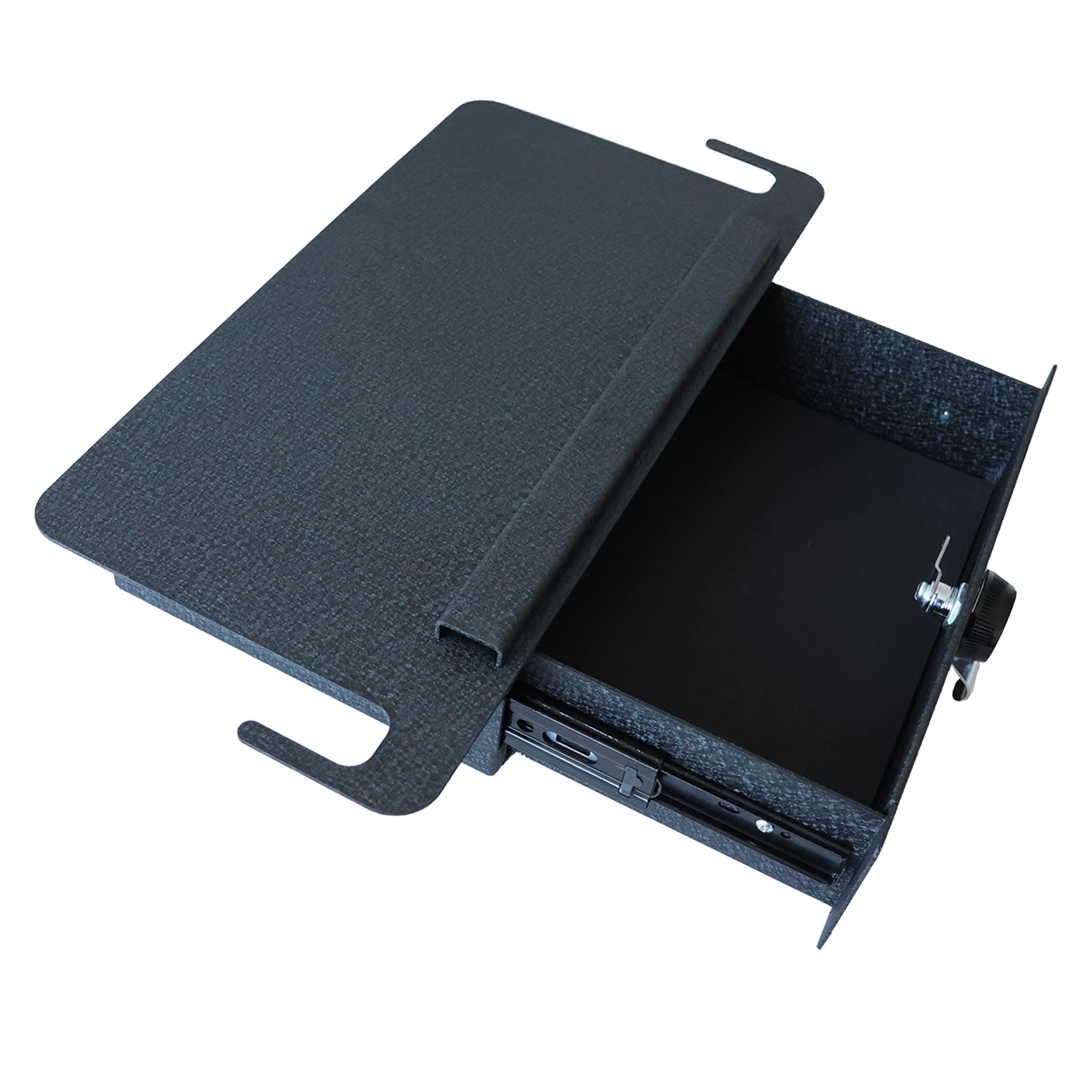 Under Seat Storage Console Safe Black Horse, Black Gun Box Organizer, with 4 Digit Combination Resettable Lock Compatible with 2021-2023 Tesla Y-UASTY01