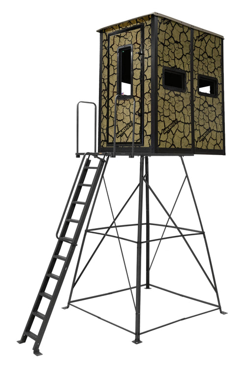 Box Blind Striker W/Elite 10' Tower/Steel Wall CONSTUCTION/Cracked MUD CAMO