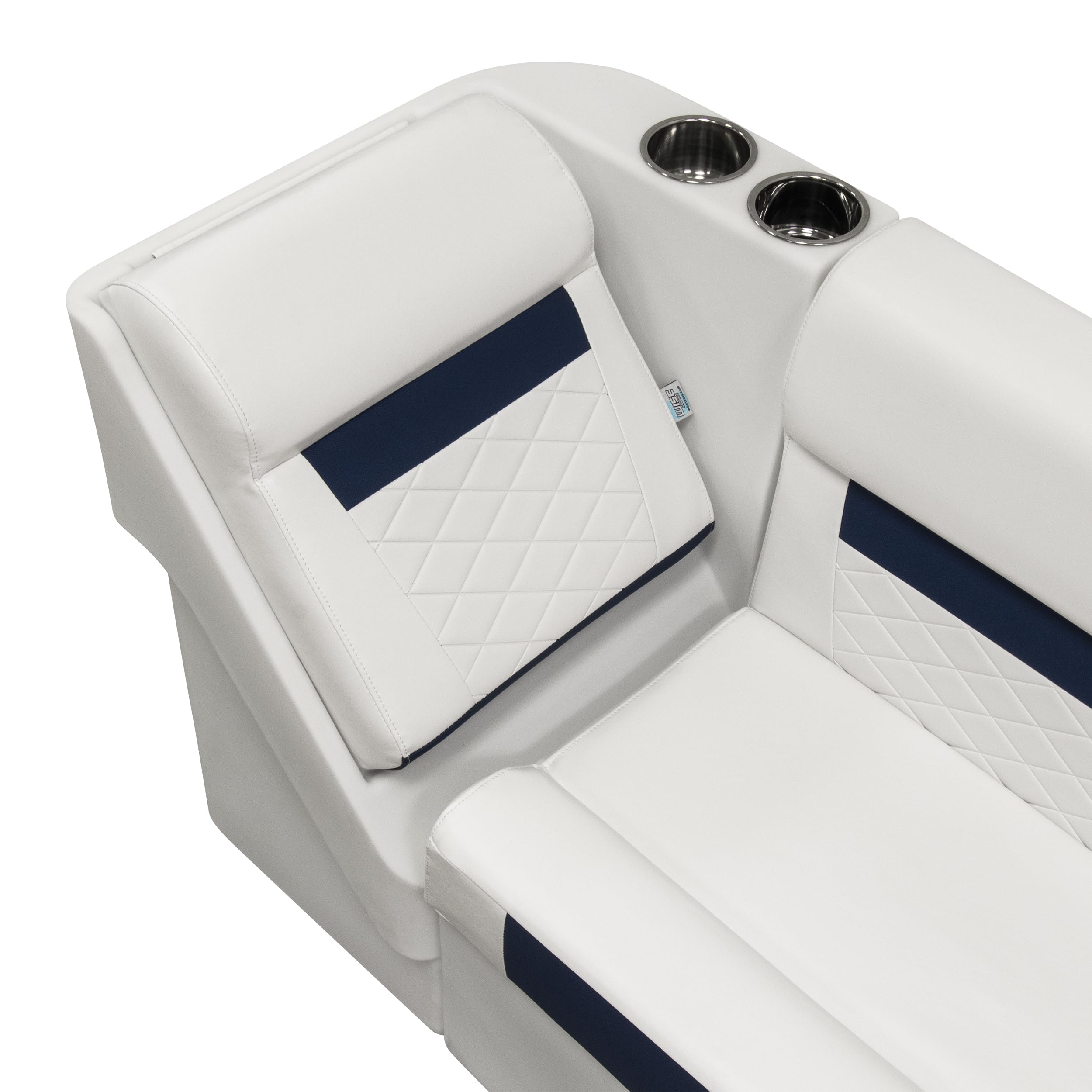 Wise DLX Series Pontoon Right Radius Lean Back Recliner - White/Mariner Blue DLX1305R-1904