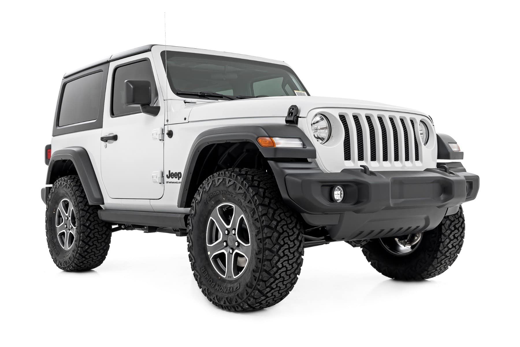 Rough Country Power Running Boards with LED Step Lights for Jeep Wrangler JL (2018-2025) 2-Door - Electric Dual Motor Powerstep Board & Retractable Truck Steps