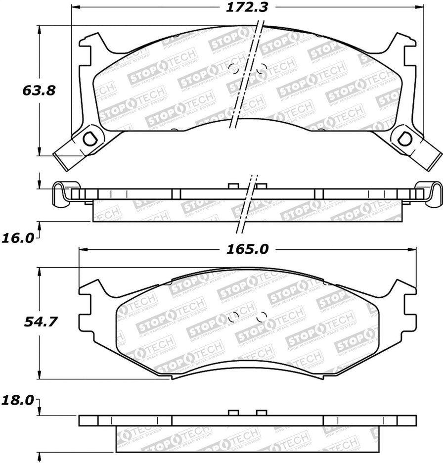 Front StopTech 308.05240 Brake Pads with Shims and Hardware Street