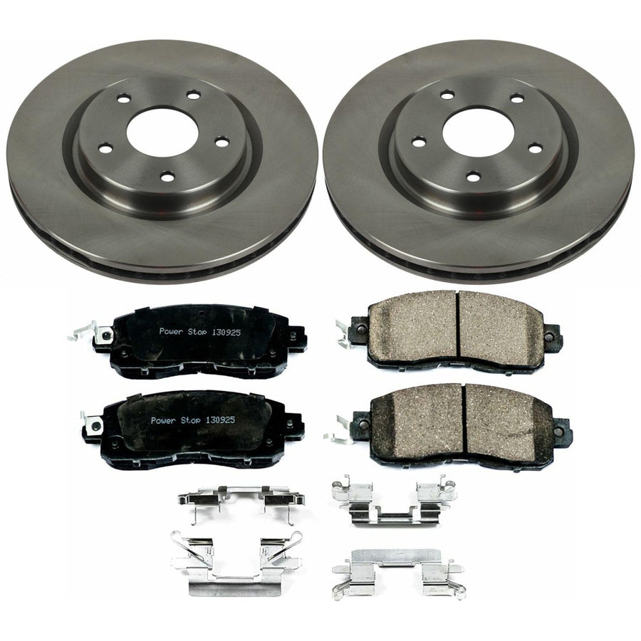 Power Stop KOE7215 Front Replacement Brake Kit-OE Brake Rotors & Ceramic Brake Pads For Nissan LEAF 2014-2017 [Model Specific]