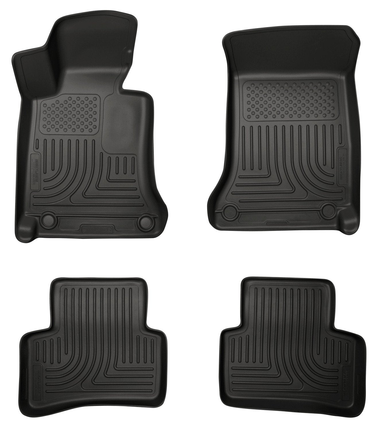 Weatherbeater Husky Liners Floor Mats | Fits 2012-2014 Mercedes-Benz C200 Sedan & C350; 2008-2014 Mercedes-Benz C300 | Front & 2nd Row, 4-pc Black - 99811