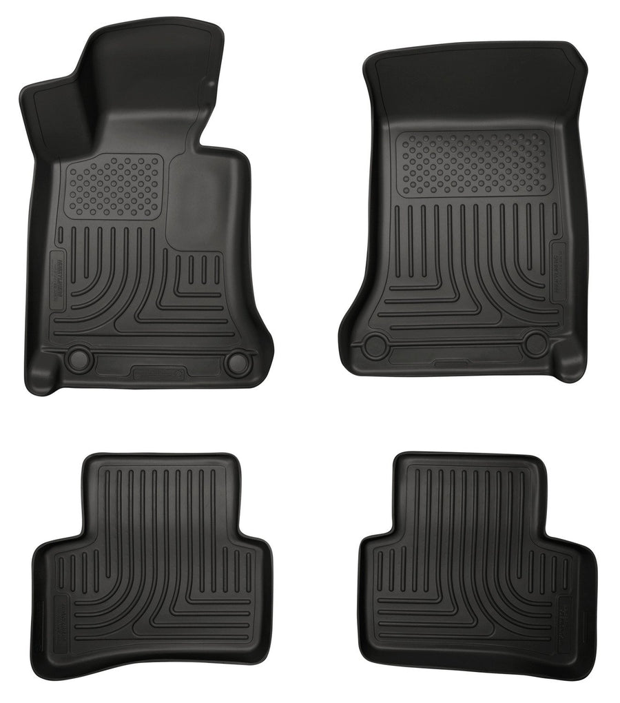 Weatherbeater Husky Liners Floor Mats | Fits 2012-2014 Mercedes-Benz C200 Sedan & C350; 2008-2014 Mercedes-Benz C300 | Front & 2nd Row, 4-pc Black - 99811