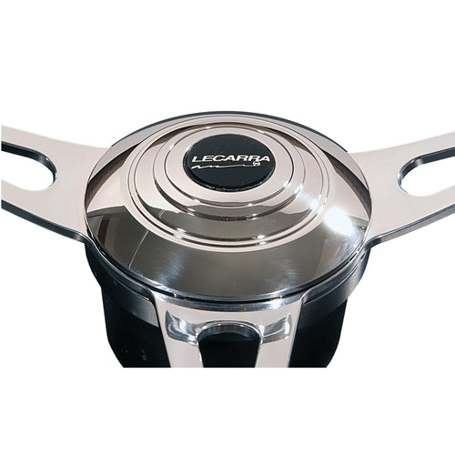 Horn Button Lecarra 3457, Billet Aluminum, Single Contact, Domed Logo, Polished for M