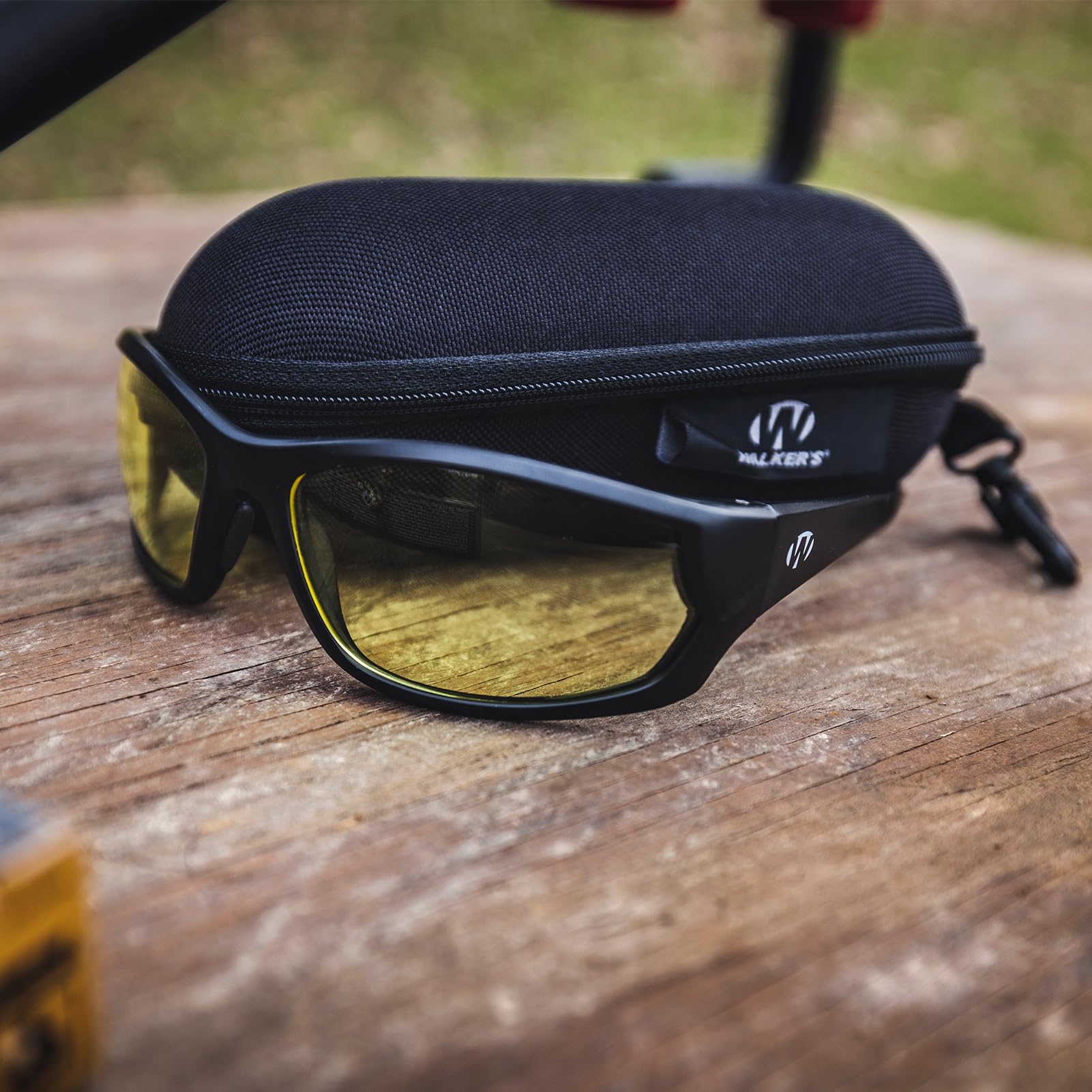 Walker's Full Frame IKON Carbine Shooting Glasses | Impact-Resistant Non-Slip Frame Hunting Shooting Eyesight Protection Glasses, Microfiber Lens Cloth & Carry Case Included, Amber