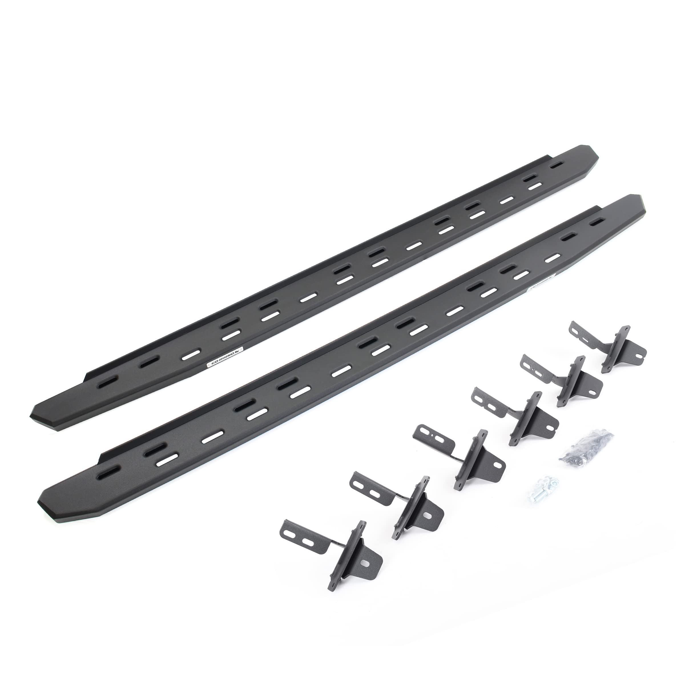 RB30 Slim Go Rhino Running Boards & Brackets | Galvanized Steel, Textured Black | 69612973SPC | Fits 2021-2025 Ford Bronco 4-Door (Excludes Bronco Sport)