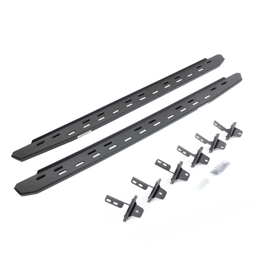 RB30 Slim Go Rhino Running Boards & Brackets | Galvanized Steel, Textured Black | 69612973SPC | Fits 2021-2025 Ford Bronco 4-Door (Excludes Bronco Sport)