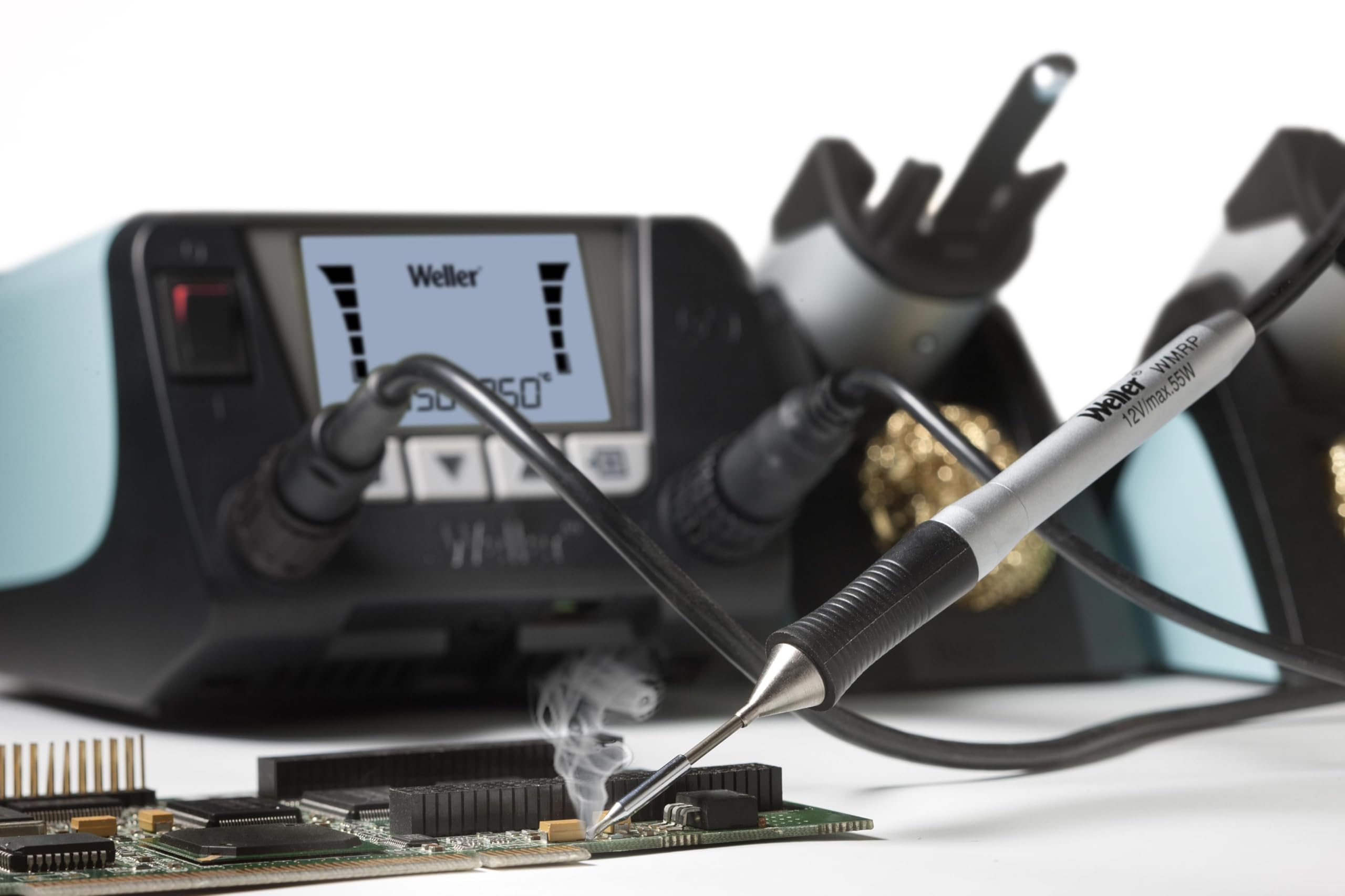 Weller 2-Channel WT2021MS Digital Soldering Station, 150 W, with 40 W Microsoldering Iron & 80 W Micro Desoldering Tweezers