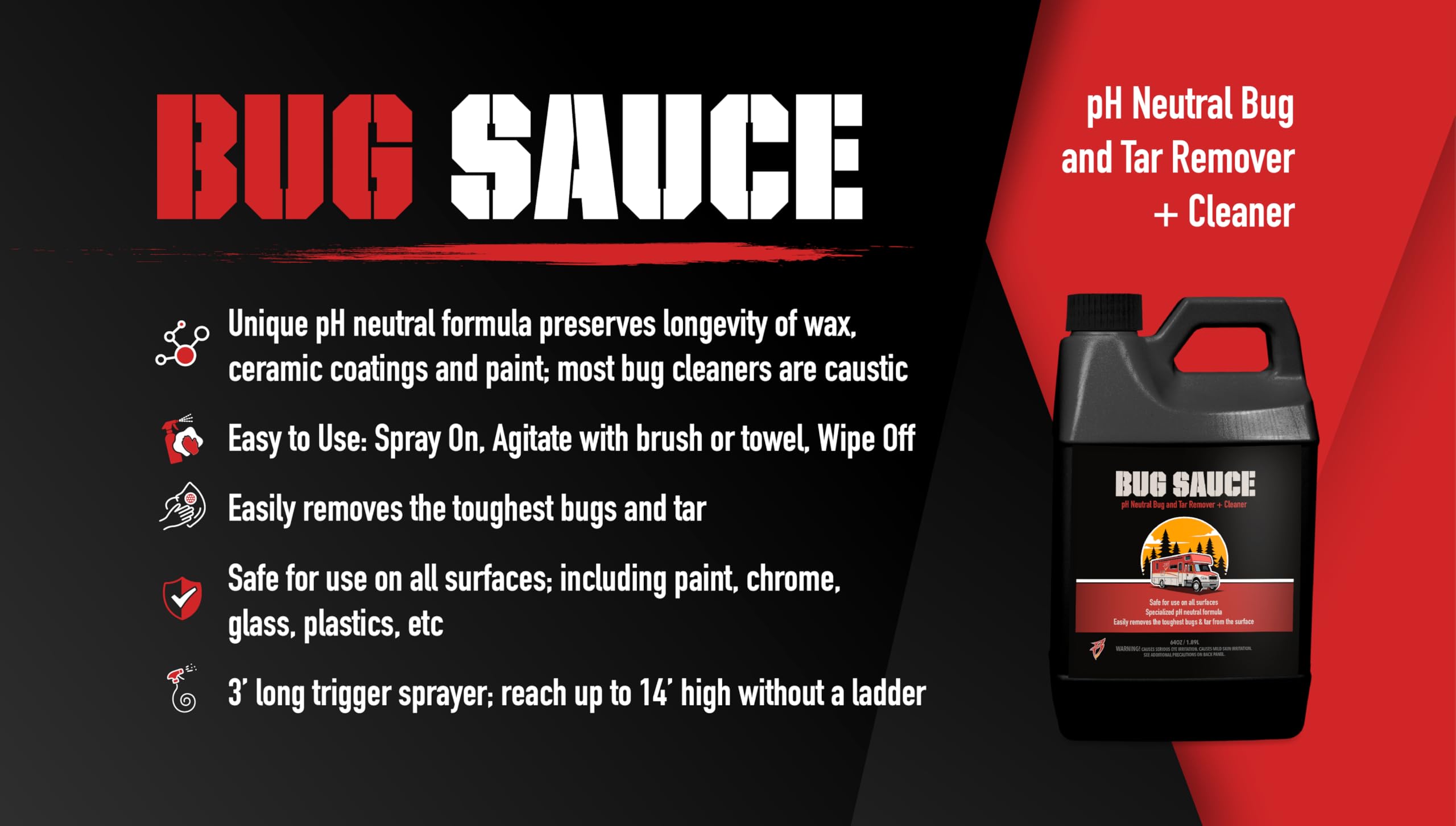 Bling Sauce Bug Sauce, Bug and Tar Remover pH Neutral Plus Cleaner for RVs, 64 oz.