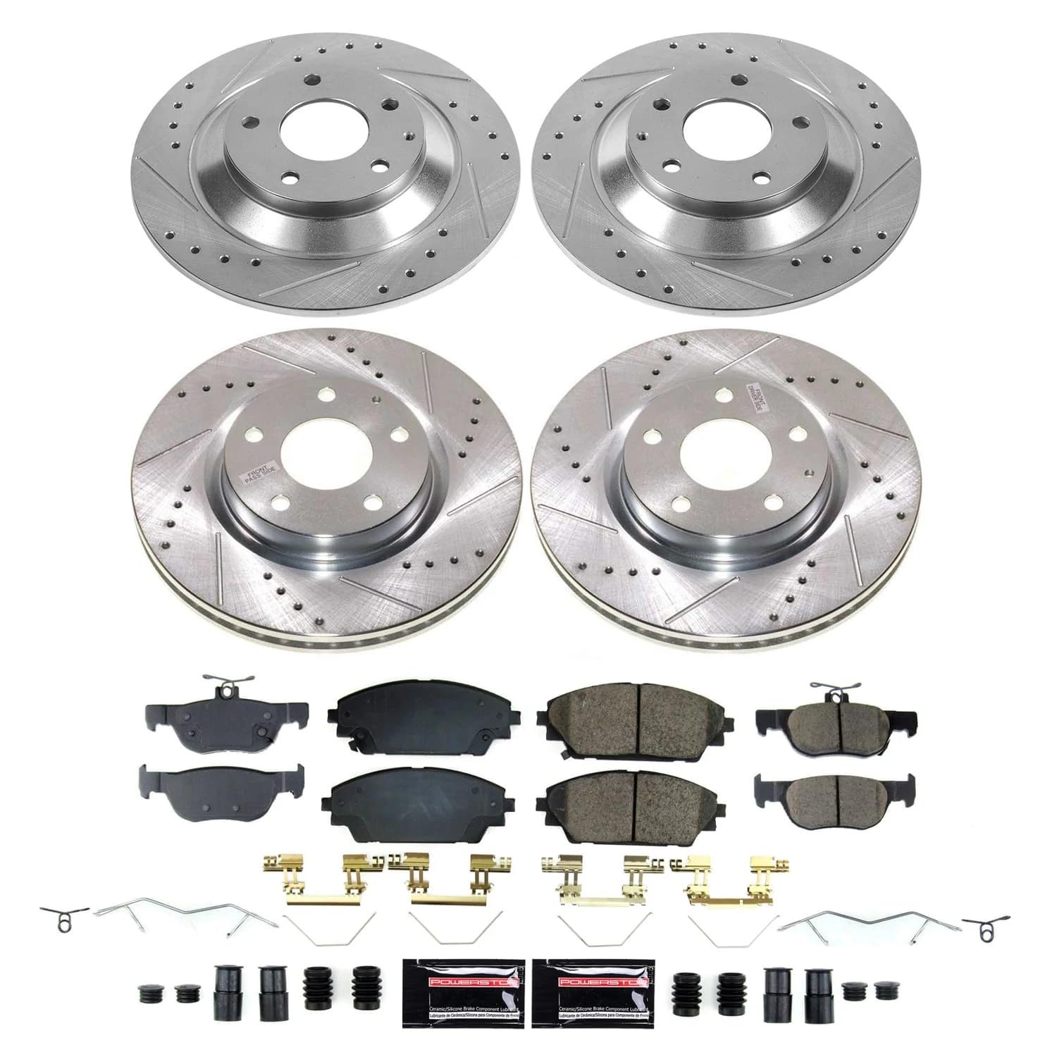 Power Stop K9137 Z23 Carbon-Fiber Ceramic Brake Pads and Drilled and Slotted Rotors Brake Kit For Mazda CX - 30 2020-2022 [Application Specific]