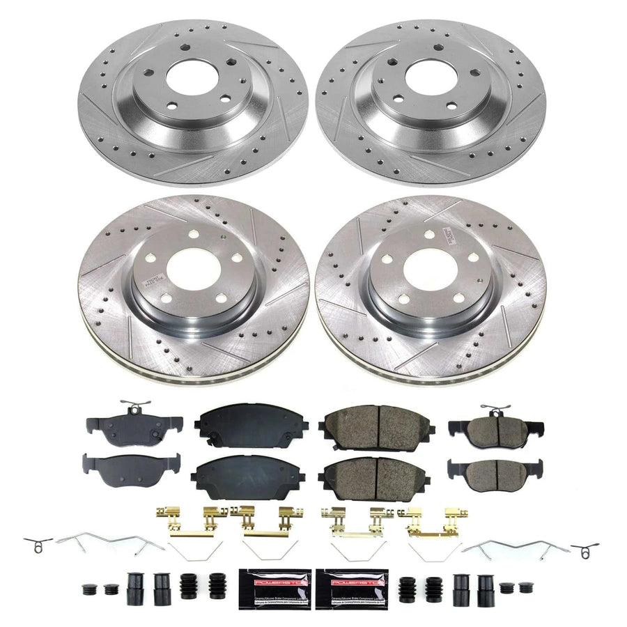 Power Stop K9137 Z23 Carbon-Fiber Ceramic Brake Pads and Drilled and Slotted Rotors Brake Kit For Mazda CX - 30 2020-2022 [Application Specific]