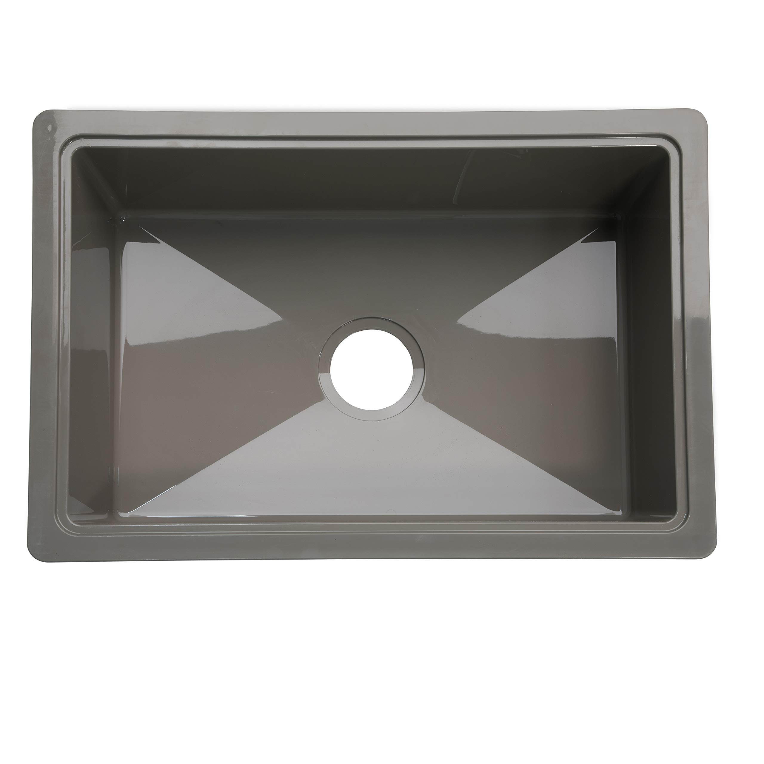 25" x 17" x 6.6" RV Kitchen Single Galley Sink - Stainless Steel Color ABS Plastic for 5th Wheel, Travel Trailer, Camper