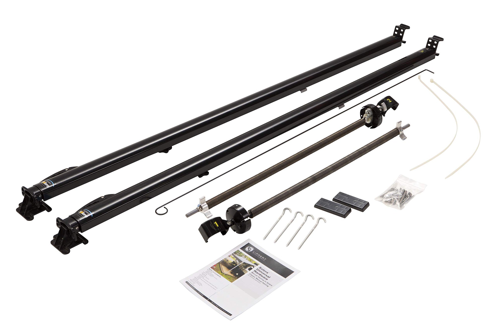 Solera Universal RV Awning Arms & Hardware Kit - 81"-96" Tall, Classic Black