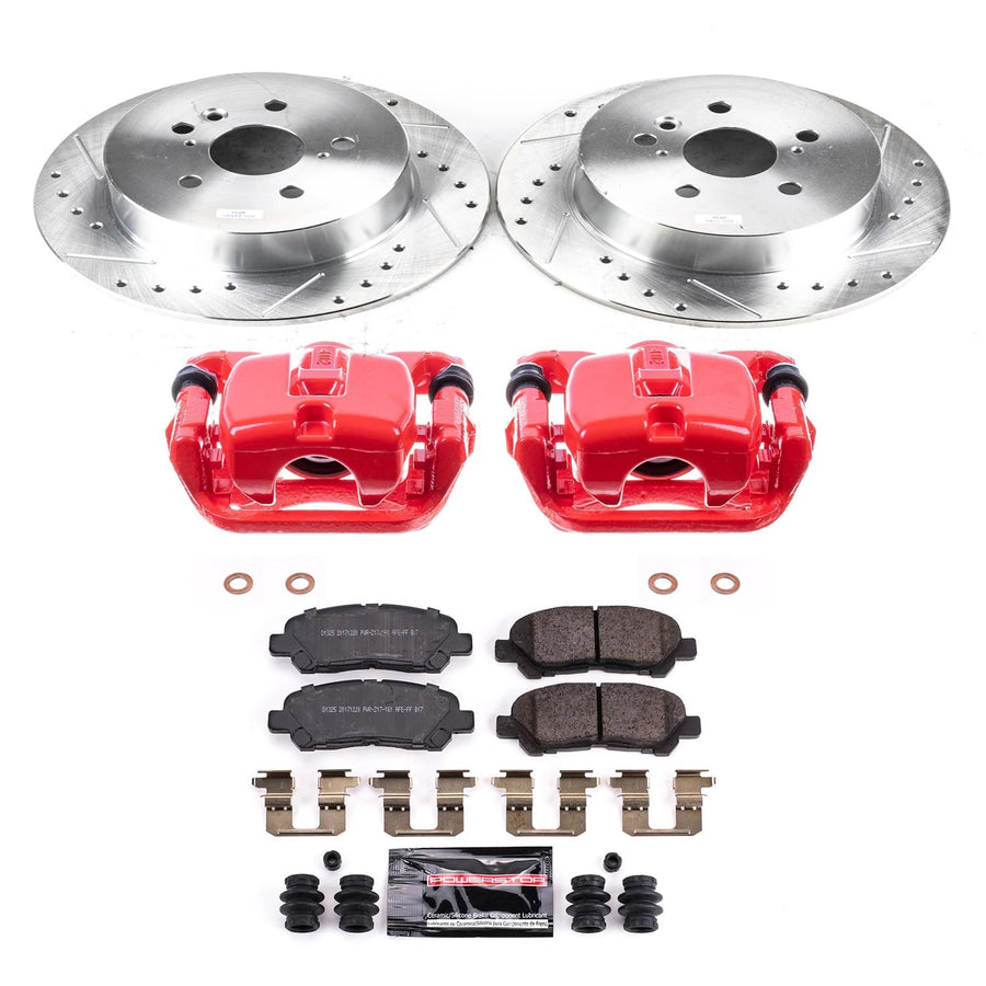 Power Stop Z23 Evolution KC4714 Rear Caliper Kit-Rotors | Carbon-Fiber Ceramic Brake Pads | Calipers For Toyota Highlander 2008-2013 [Vehicle Specific]