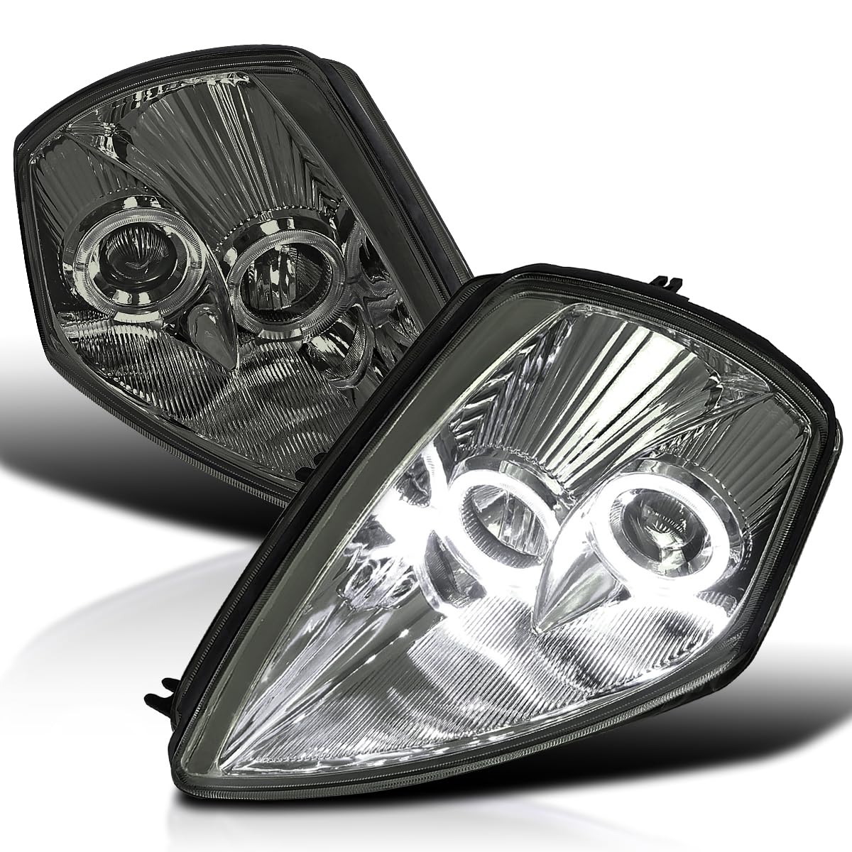 Smoke Halo Projector Headlights SPEC-D TUNING Compatible with 2000-2005 Mitsubishi Eclipse, Left + Right Pair Headlamps Assembly