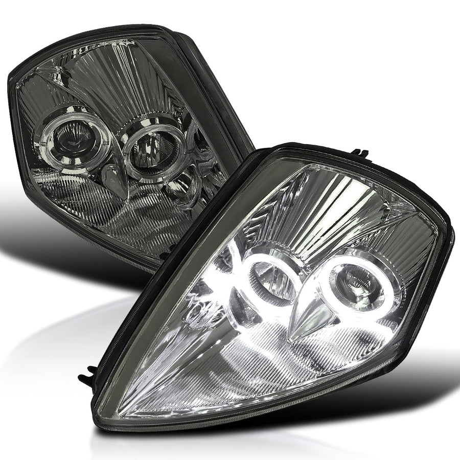 Smoke Halo Projector Headlights SPEC-D TUNING Compatible with 2000-2005 Mitsubishi Eclipse, Left + Right Pair Headlamps Assembly