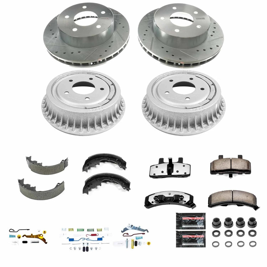 Power Stop Z36 K15048DK-36 Front and Rear Brake Kit-Brake Drums & Carbon Ceramic Brake Pads For Chevrolet Astro 1990-2002, GMC Safari 2001-2002 [Model Specific]