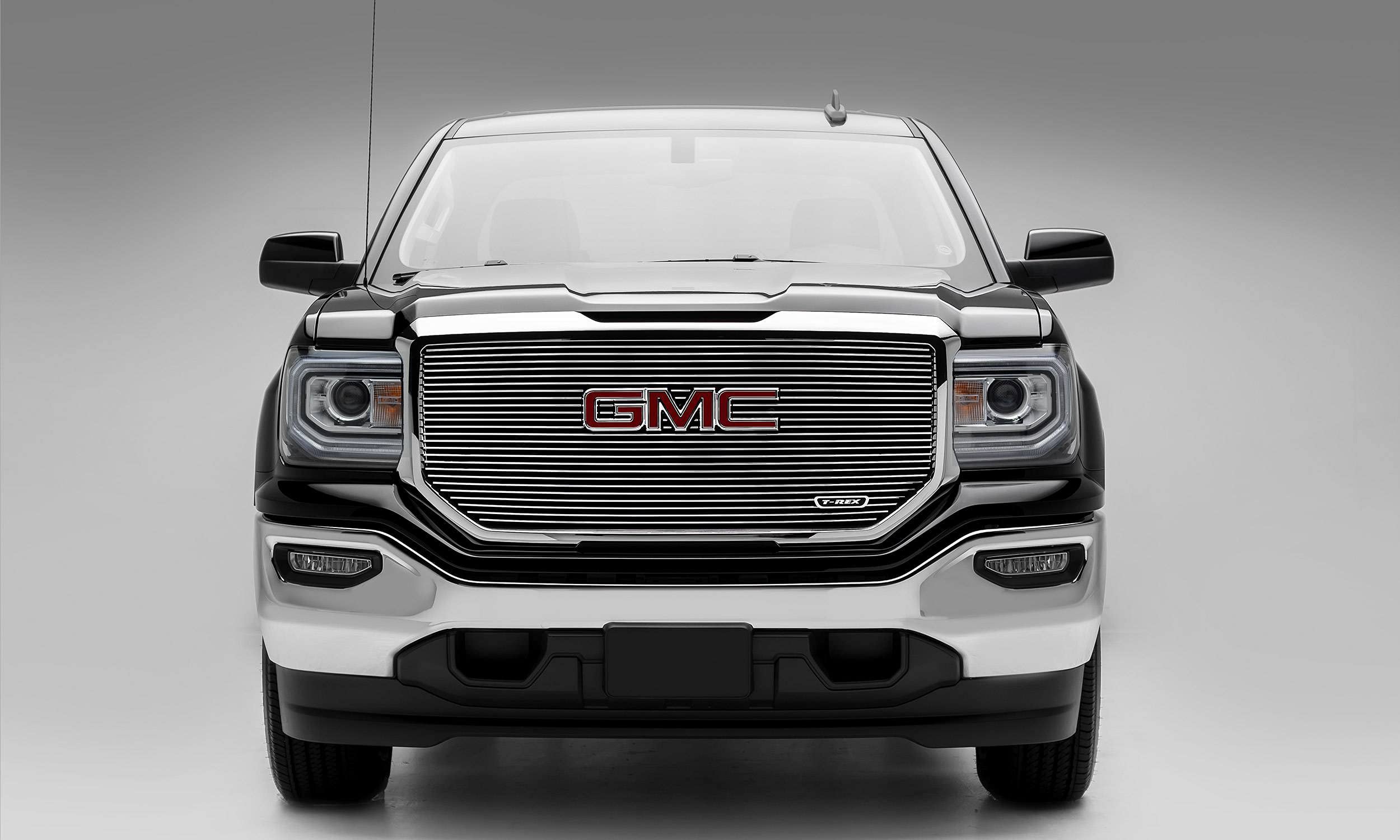 2016-2018 Sierra 1500 T-Rex Grilles Laser Billet Grille, Polished, 1 Pc, Insert, with Logo Cutout - PN #6202130