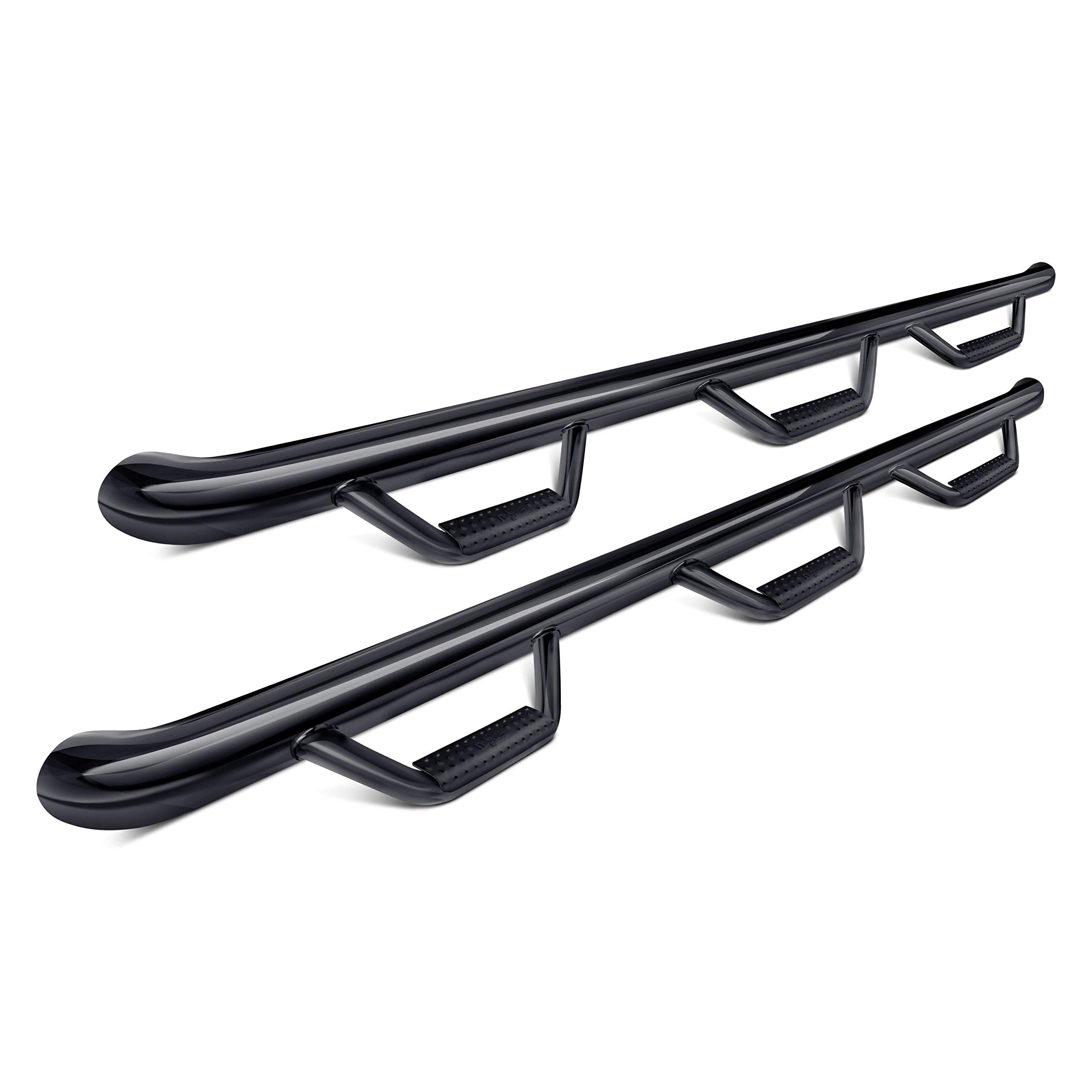 Nerf Steps RealTruck for Ford F-250/F-350 | Wheel-to-Wheel w/ Bed Access, Heavy Duty Steel, Gloss Back | F11114CC-6 | Fits 2011-2016 Ford F-250/F-350/F-450 Crew Cab 8' Long Bed, DRW Gas/Diesel.