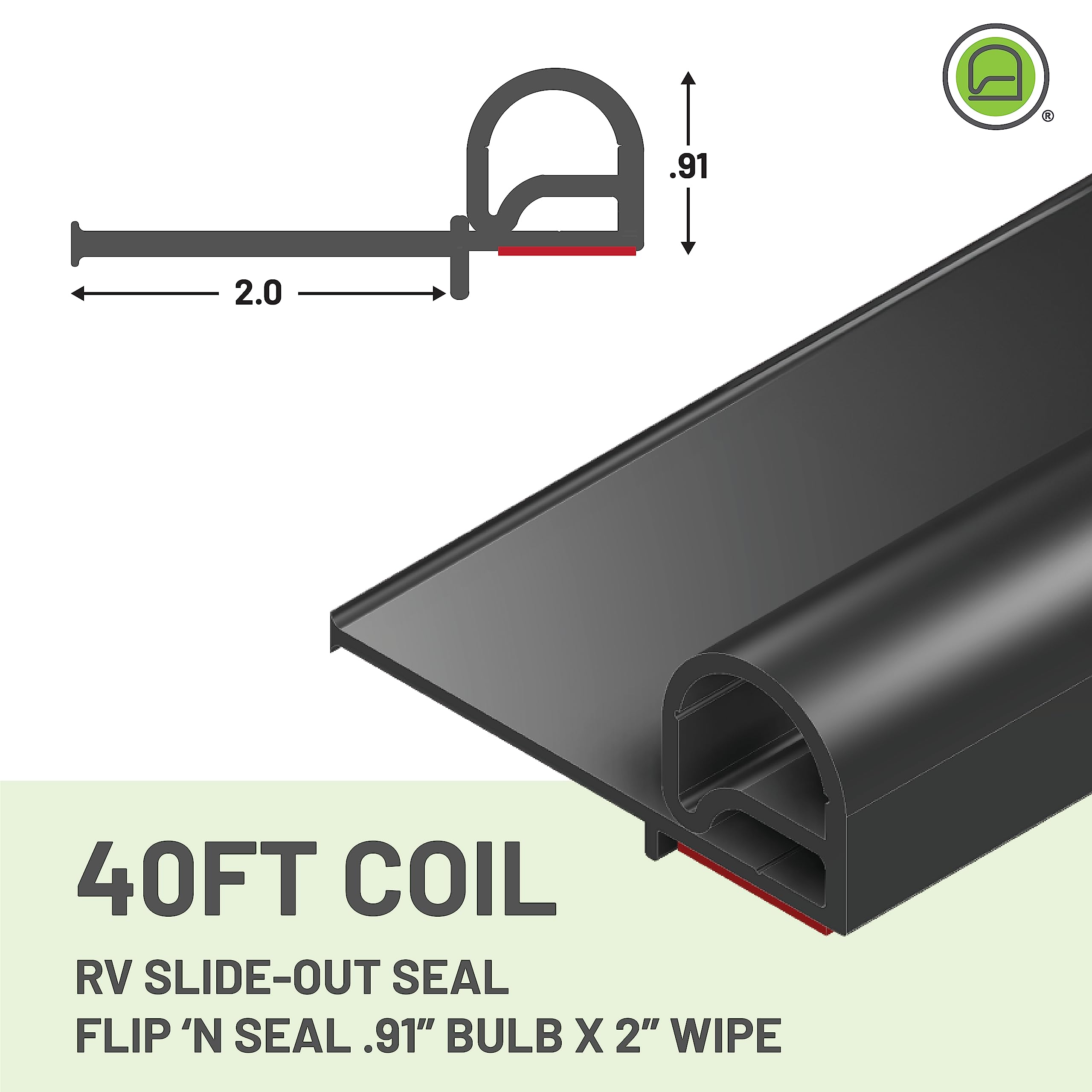 4002890 Flip 'N Seal RV Slide-Out Seal .91" Bulb x 2" Wipe (40 feet)
