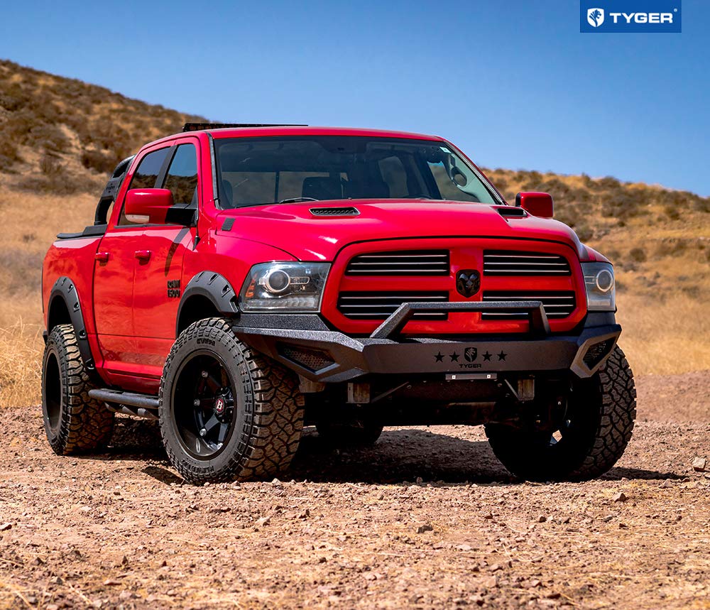 Tyger Auto TG-BP6D80368 Front Bumper Kit Tyger Fury Compatible with 2013-2018 Dodge Ram 1500; 2019-2024 1500 Classic (Excl Rebel & Warlock Trims) Textured Black Rock Crawler