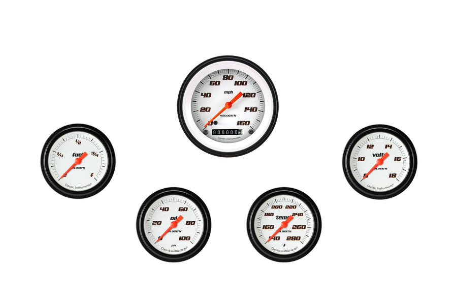 Velocity Black Classic Instruments VS300BBLF 2 5/8" Full Sweep 5 Gauge Set - GM