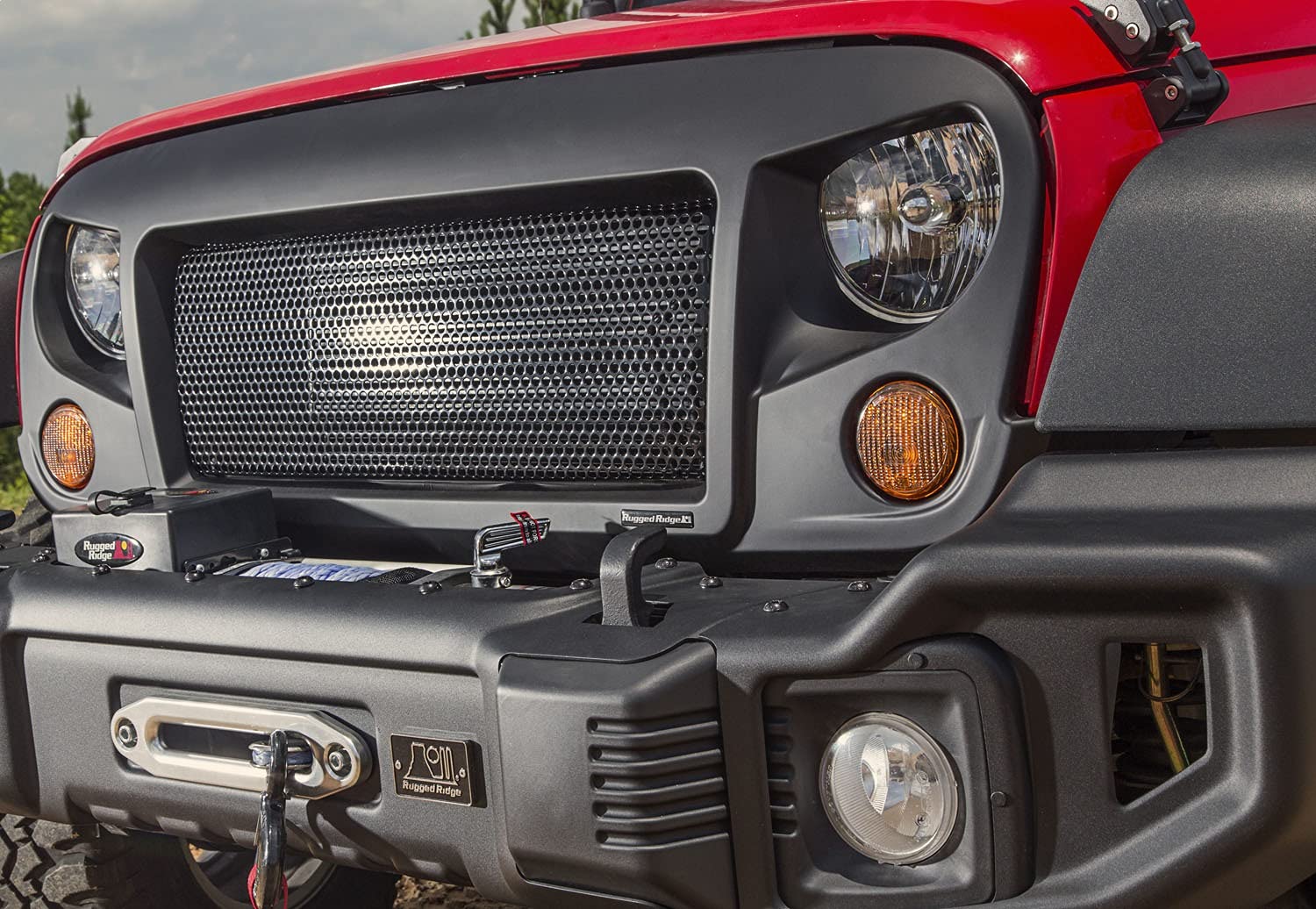 Spartan Grille, Satin Black | Rugged Ridge | 12034.01 | Fits 2007-2018 Jeep Wrangler JK