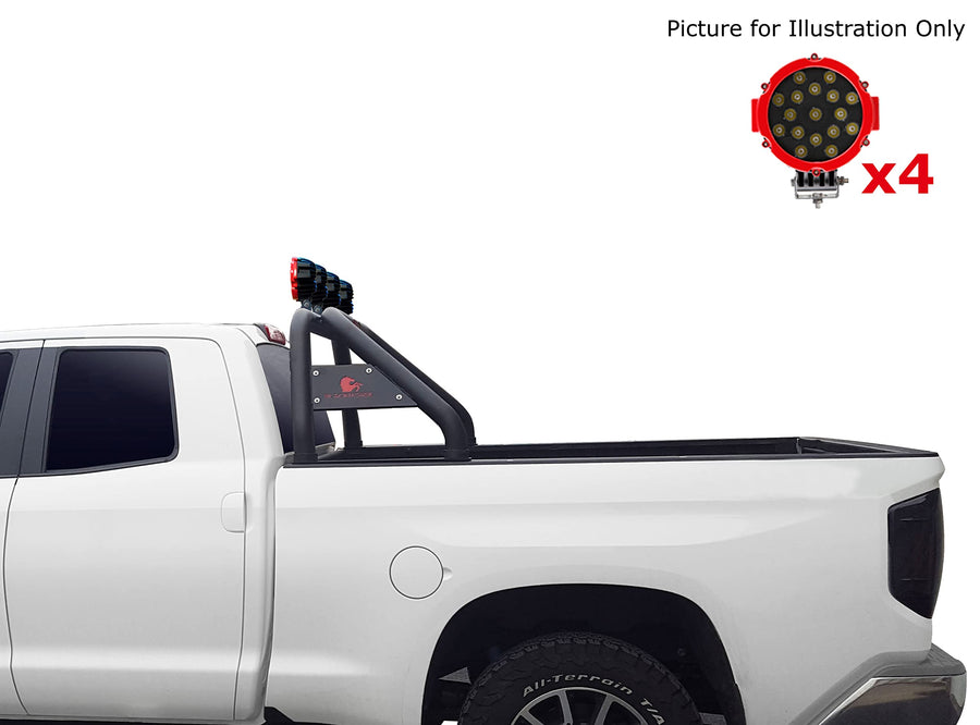Classic Black Horse Roll Bar Incl. Pair of 7.0" Dia. LED Lights w/Red Trim Rings Compatible with 2005-2021 Nissan Frontier-RB-NIFRB-PLR