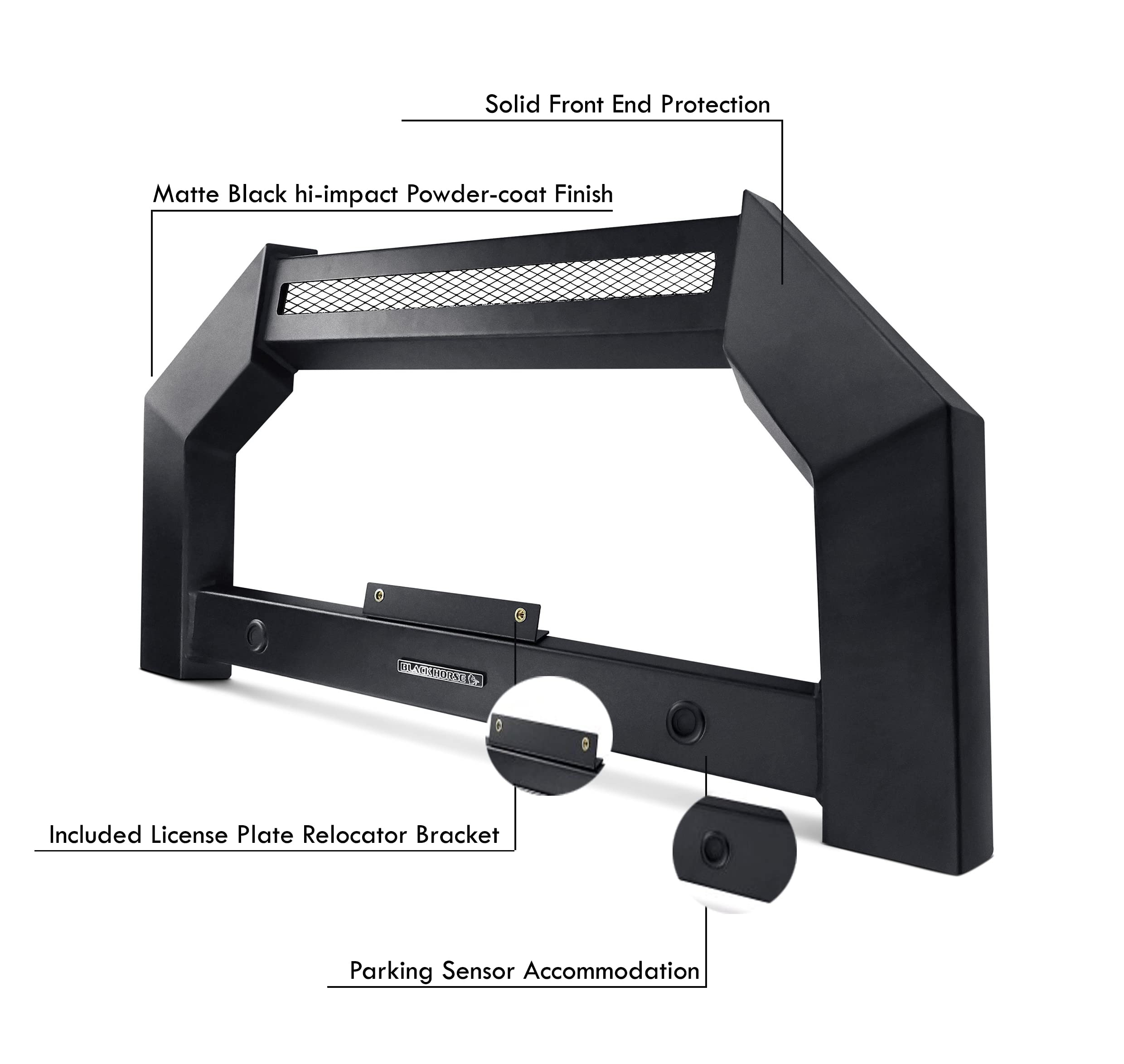 Bull Bar Black Horse Armour No skid plate Matte Black Compatible with 2013-2021 Nissan Pathfinder-AB-NI18