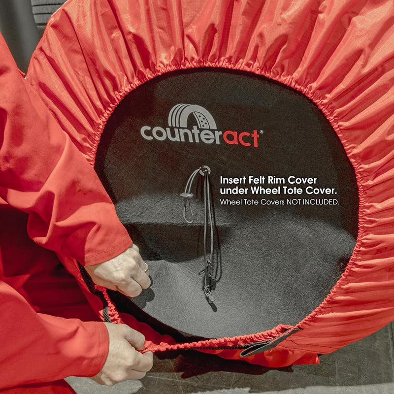 CBB-WTFC Counteract Felt Covers to Protect Rims - 4 Pack - Includes Fixing Lines and Plastic Clips - Wheel Totes Sold Separately - Designed to Fit Tires 20" to 31" in Diameter